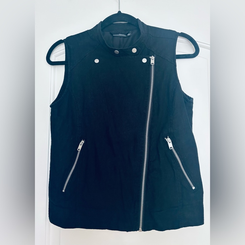 Linen blend zipper vest, size S